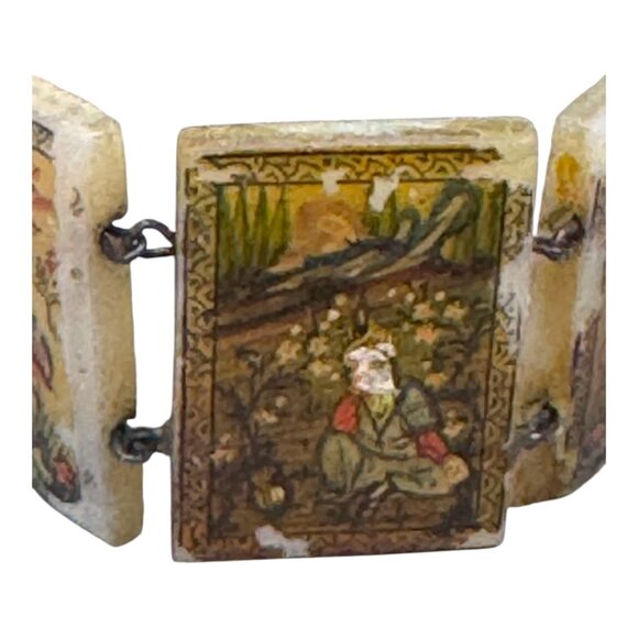 Sterling Silver & Mother of Pearl Hand Painted Panel Bracelet Birds Storyteller - Picture 15 of 16